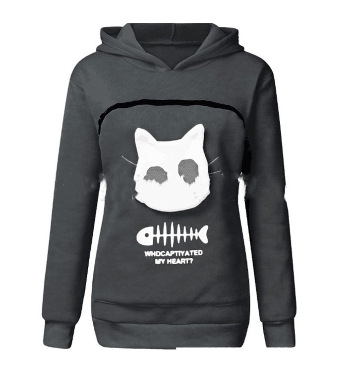 Women Hoodie Sweatshirt With Cat Pet Pocket - PetsDreamy