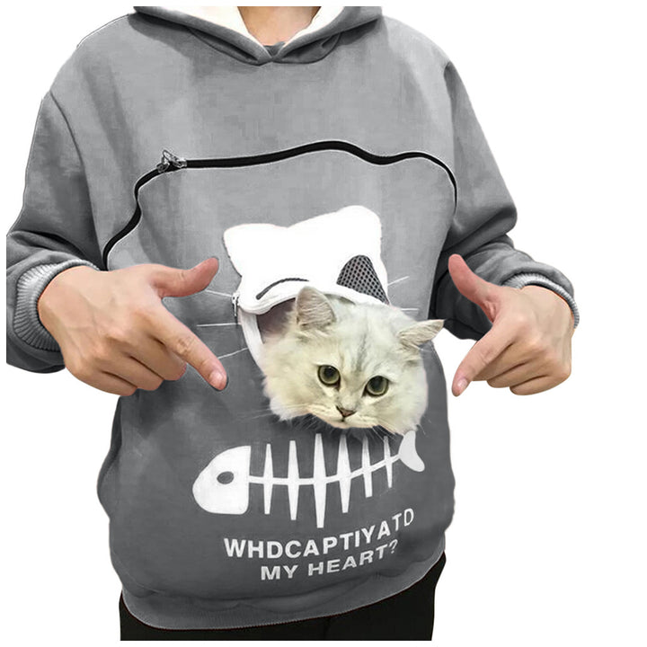 Women Hoodie Sweatshirt With Cat Pet Pocket - PetsDreamy