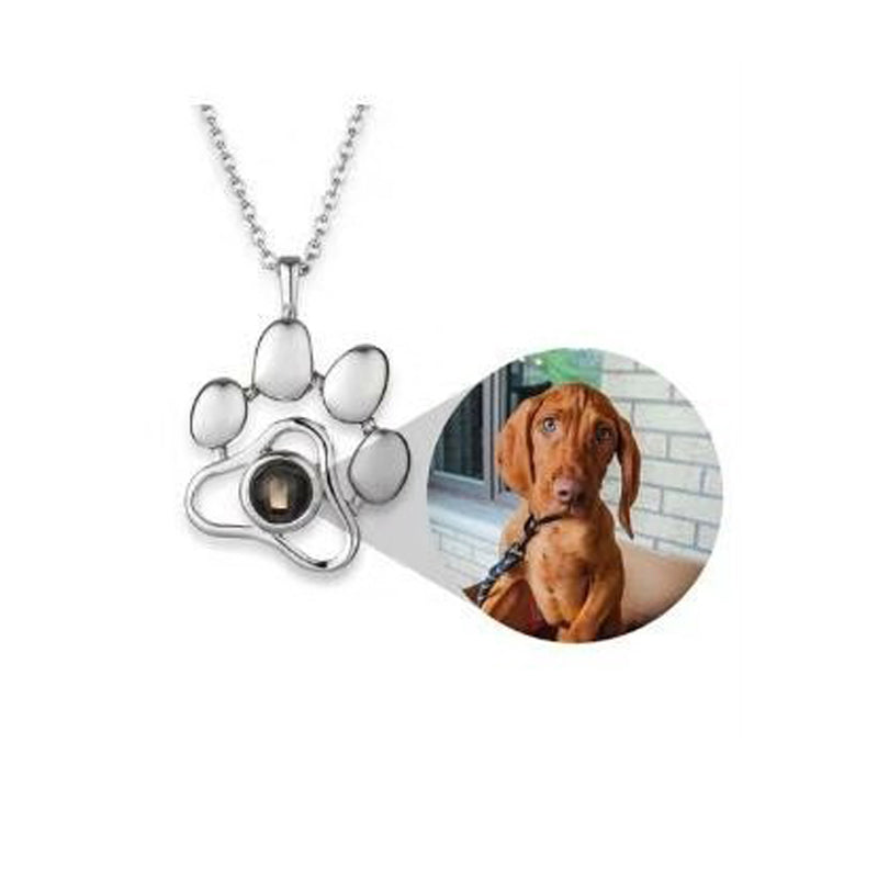 Cute Animal Dog Paw Personalized Custom Projection Necklace - PetsDreamy