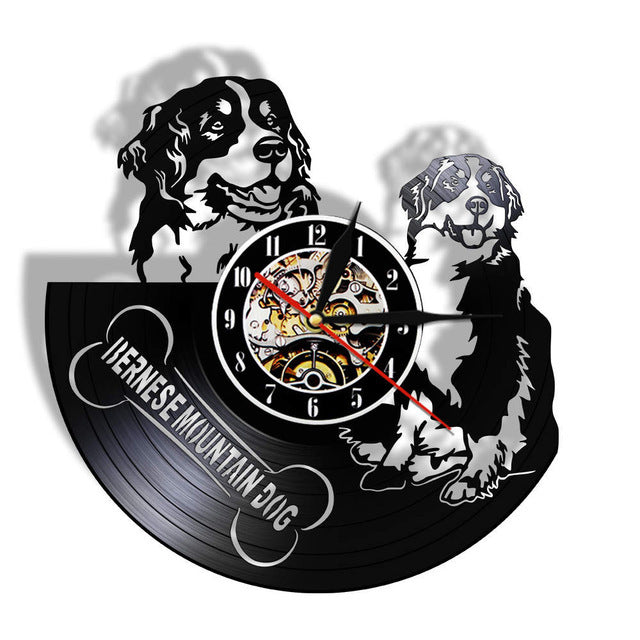 Nostalgic Vinyl Wall Clock Pets Cute Dogs Dogs - PetsDreamy