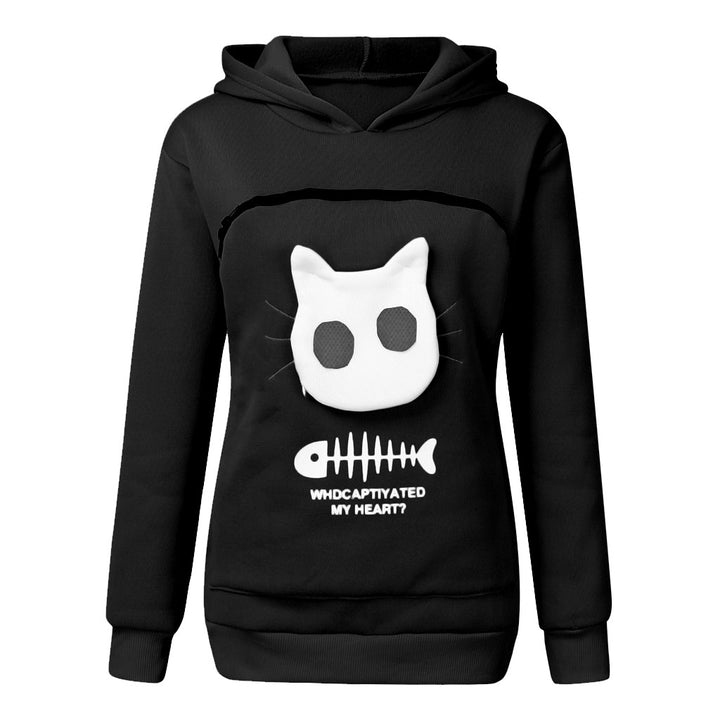 Women Hoodie Sweatshirt With Cat Pet Pocket - PetsDreamy