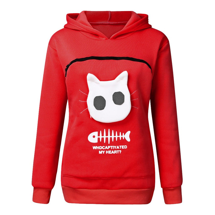 Women Hoodie Sweatshirt With Cat Pet Pocket - PetsDreamy