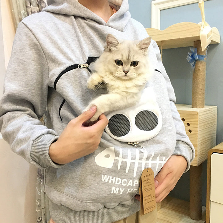 Women Hoodie Sweatshirt With Cat Pet Pocket - PetsDreamy