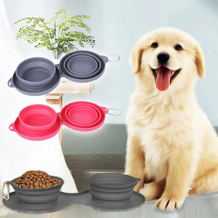 Foldable Double Bowl Pet - PetsDreamy