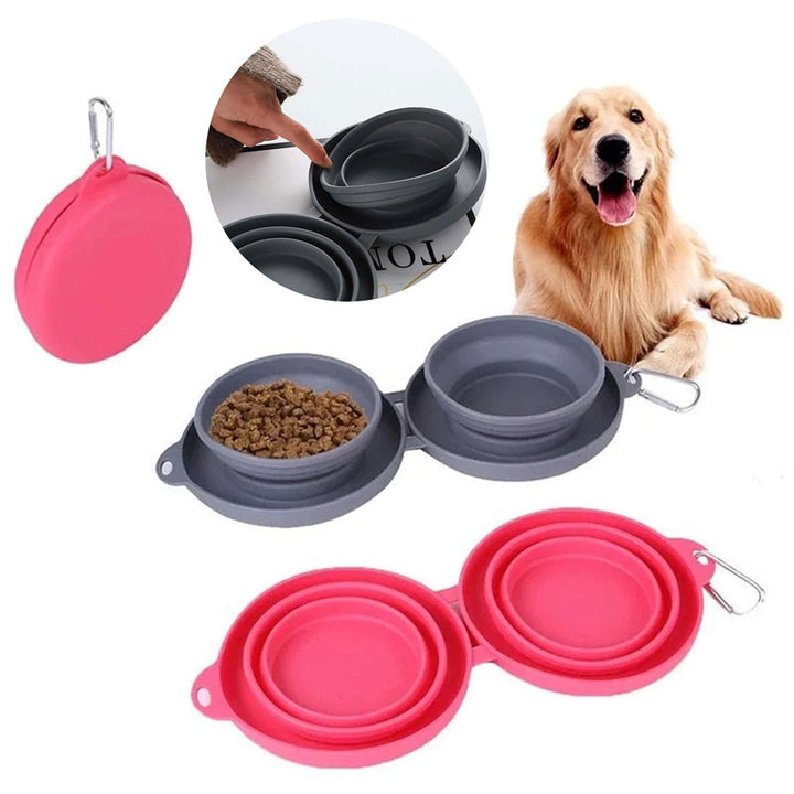 Foldable Double Bowl Pet - PetsDreamy