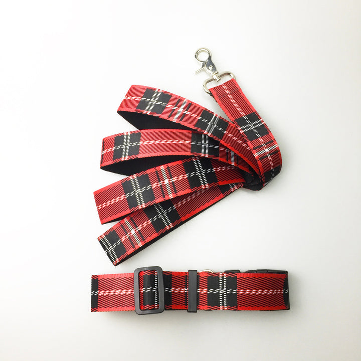 Pet Dog Collar Check Pattern Leash - PetsDreamy