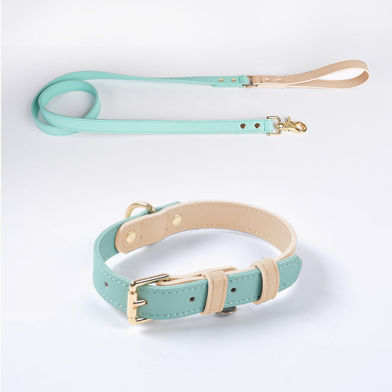 Leather Pet Dog Leash Collar Set - PetsDreamy