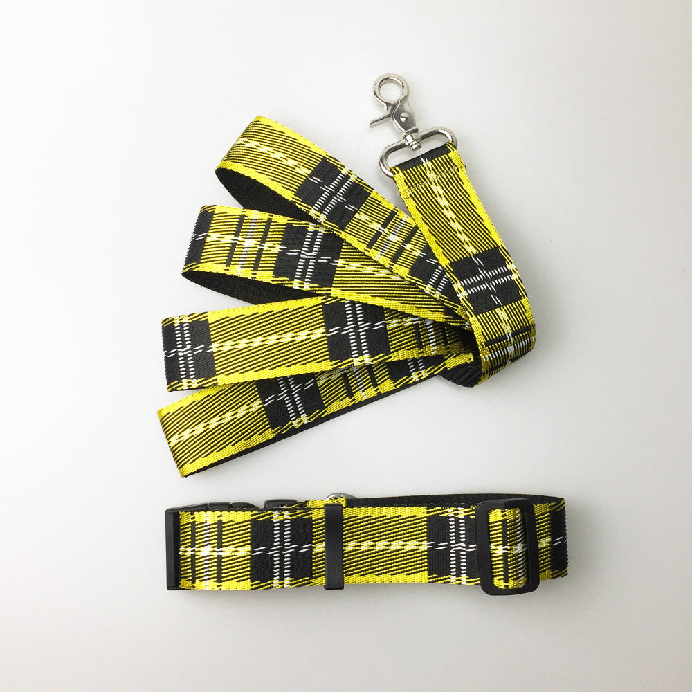 Pet Dog Collar Check Pattern Leash - PetsDreamy